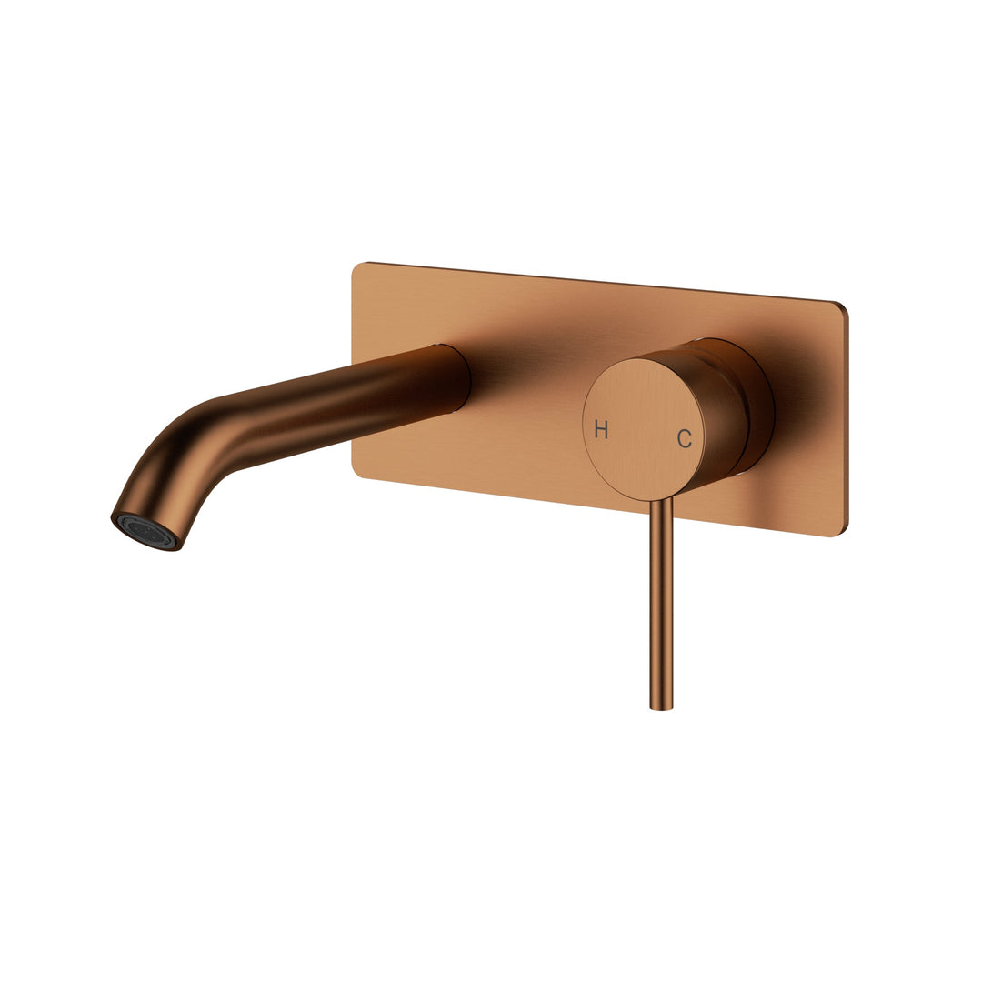 Otus Slimline Wall Basin Mixer Trim Kits With Back Plate — Brushed Copper
