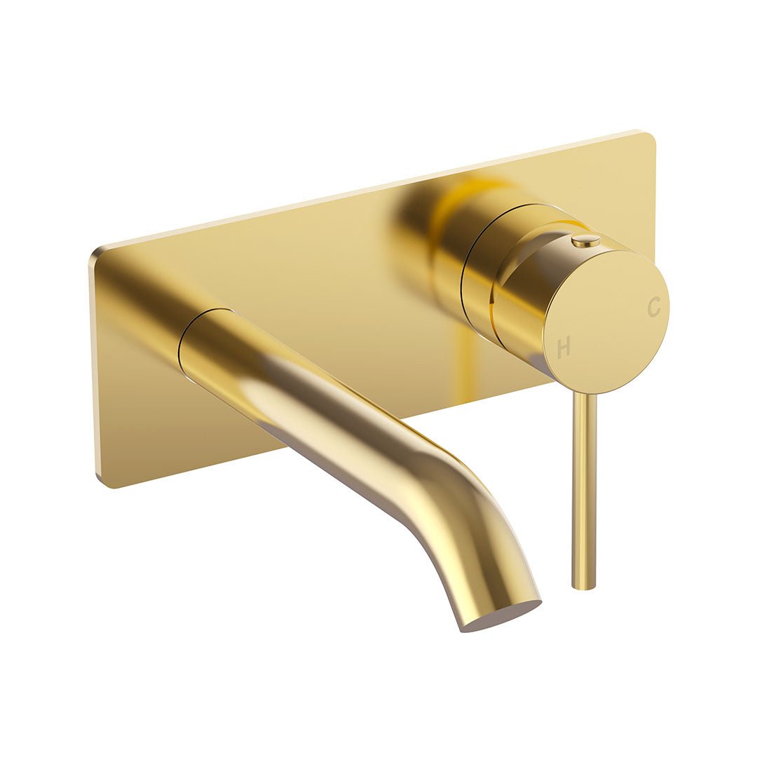 Otus Slimline Wall Basin Mixer Trim Kits With Back Plate — Brushed Gold