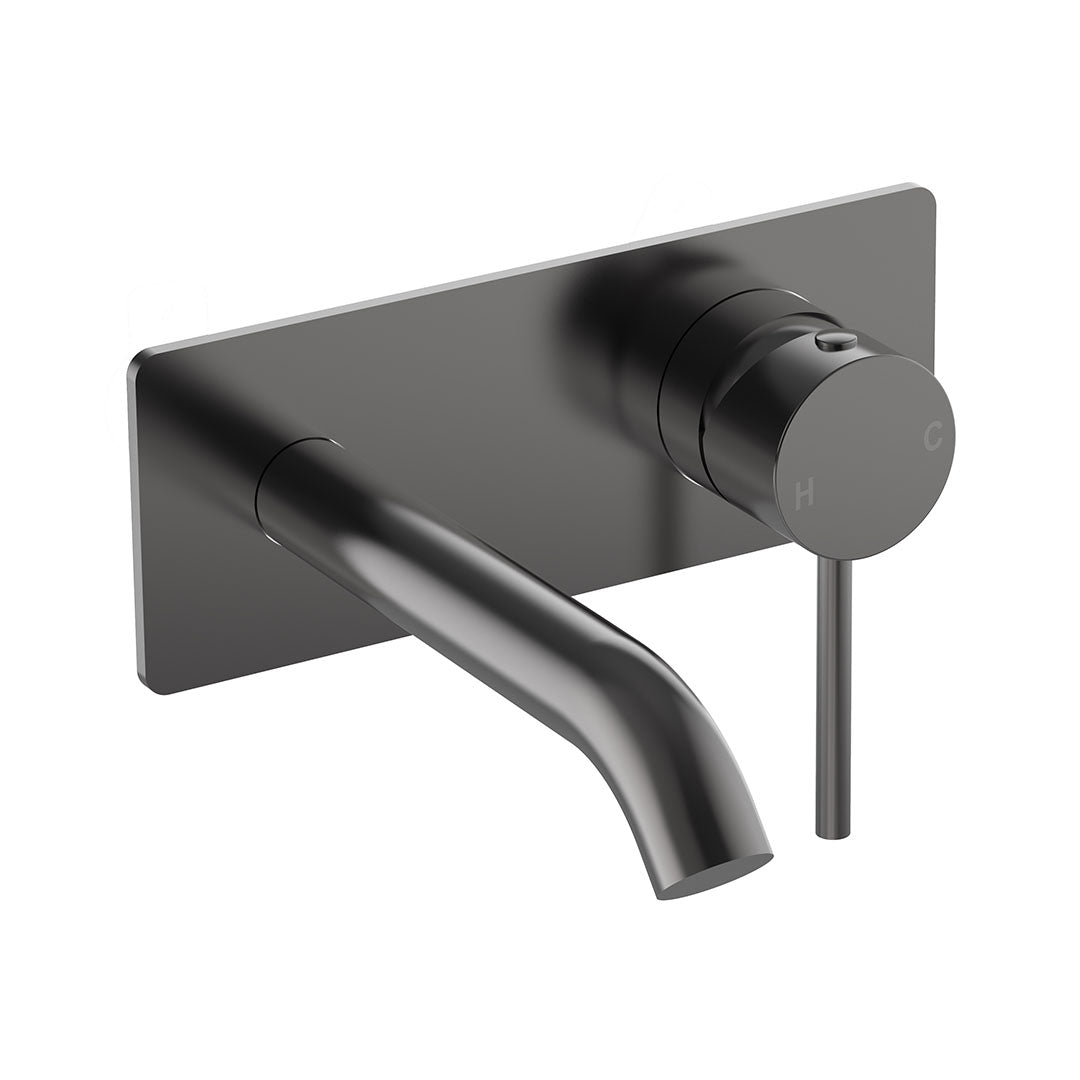 Otus Slimline Wall Basin Mixer Trim Kits With Back Plate — Gunmetal