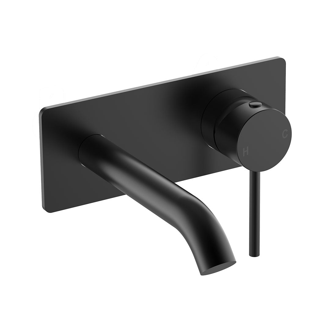 Otus Slimline Wall Basin Mixer Trim Kits With Back Plate — Matte Black