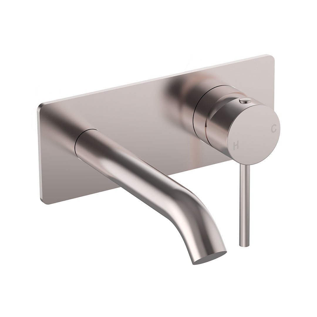 Otus Slimline Wall Basin Mixer Trim Kits With Back Plate — Stainless Steel