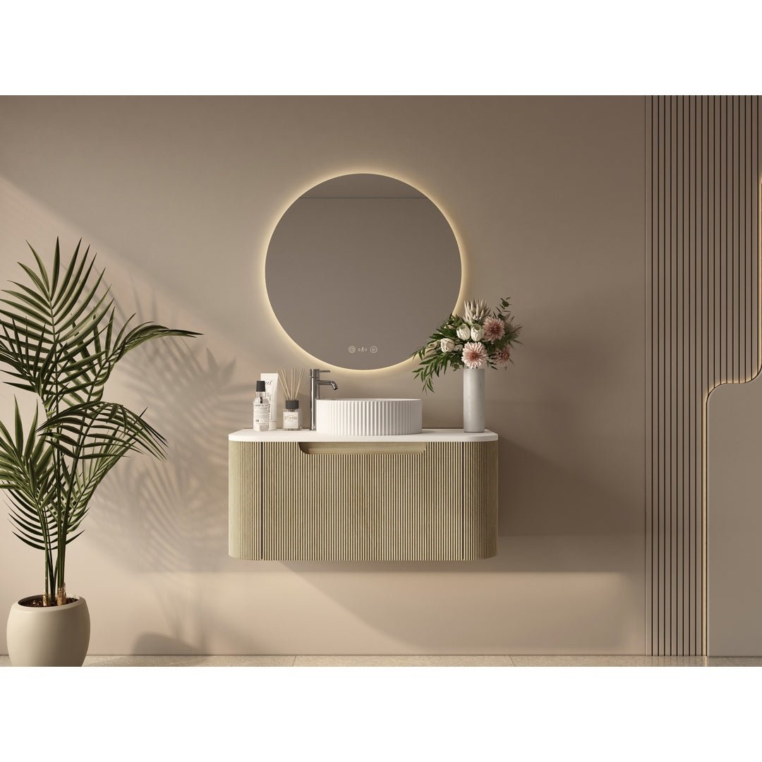 Rome 900mm Wall-Hung Cabinet - Bur Oak - ROM-900-BO at Nuvio