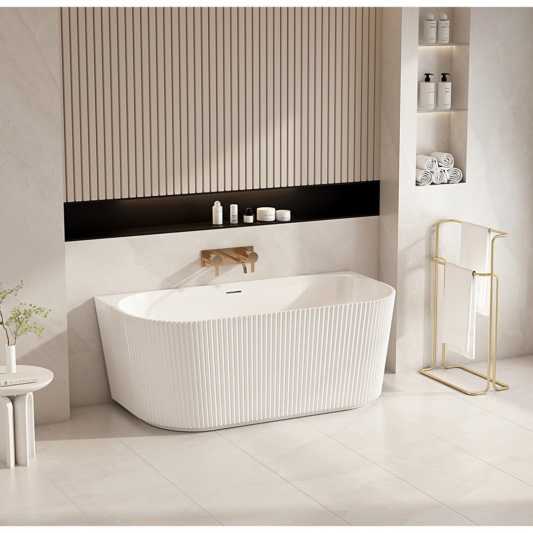 Rose Acrylic Bathtub 1700mm - Matte White - Back To Wall - Nuvio - ROB - 1700 - MW - Bathtub