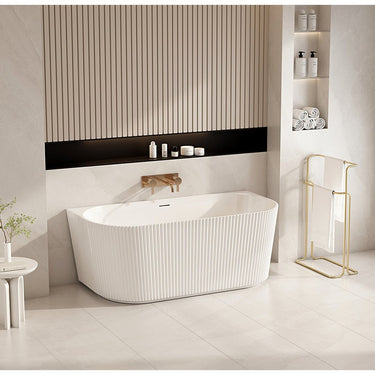 Rose Acrylic Bathtub 1700mm - Matte White - Back To Wall - Nuvio - ROB - 1700 - MW - Bathtub