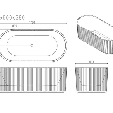 Rose Acrylic Bathtub 1700mm - Matte White - Nuvio - ROO - 1700 - MW - Bathtub