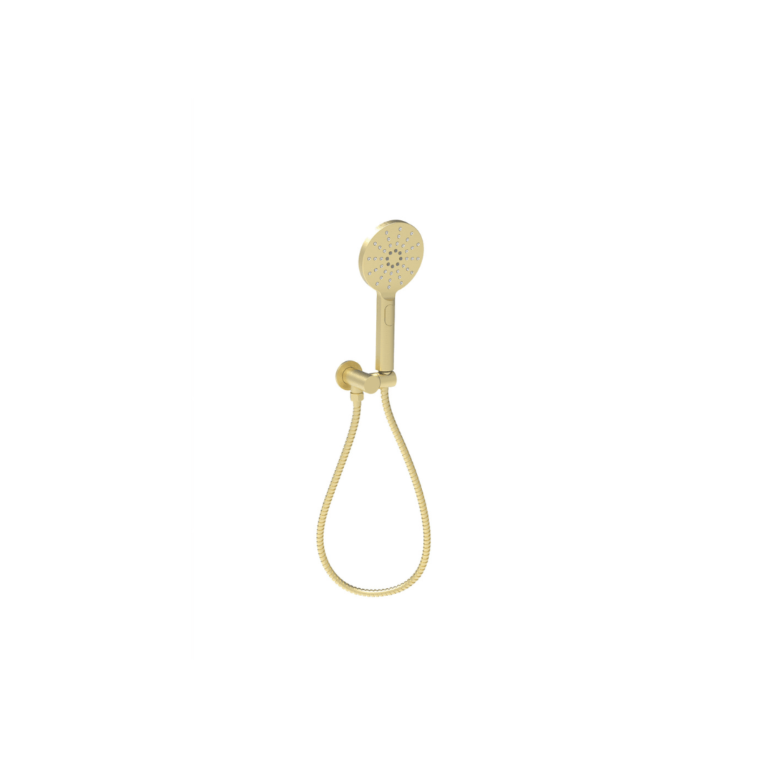 Round Hand Shower On Wall Outlet Bracket — Brushed Gold
