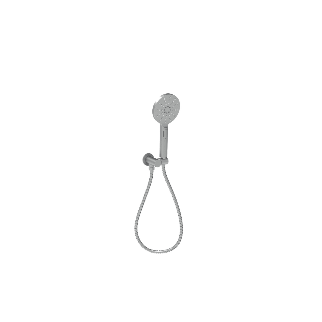 Round Hand Shower On Wall Outlet Bracket — Gunmetal
