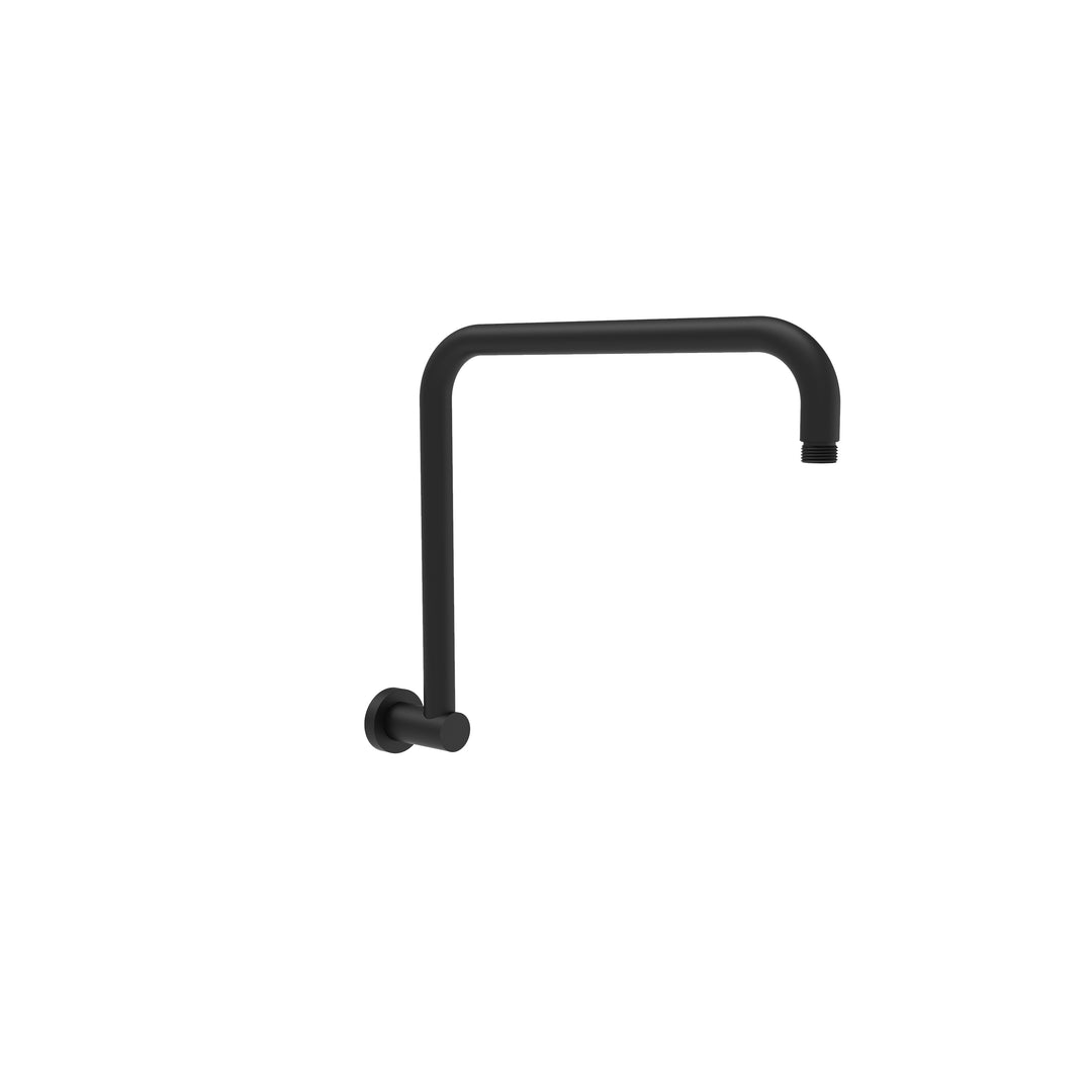 Round Rectangle Curved Shower Arm — Matte Black