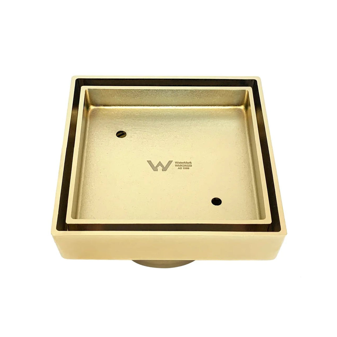 Smart 114 Brass Chrome Square Tiles Waste — Brushed Gold