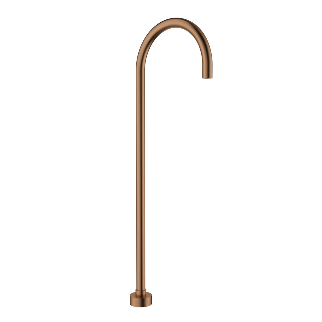Yale Round Floor-Mounted Bath Spout — Brushed Copper
