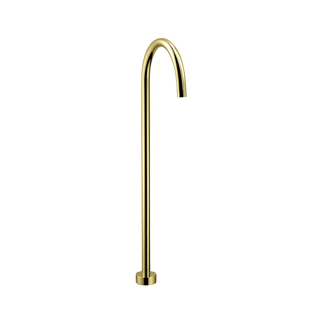 Yale Round Floor-Mounted Bath Spout — Brushed Gold